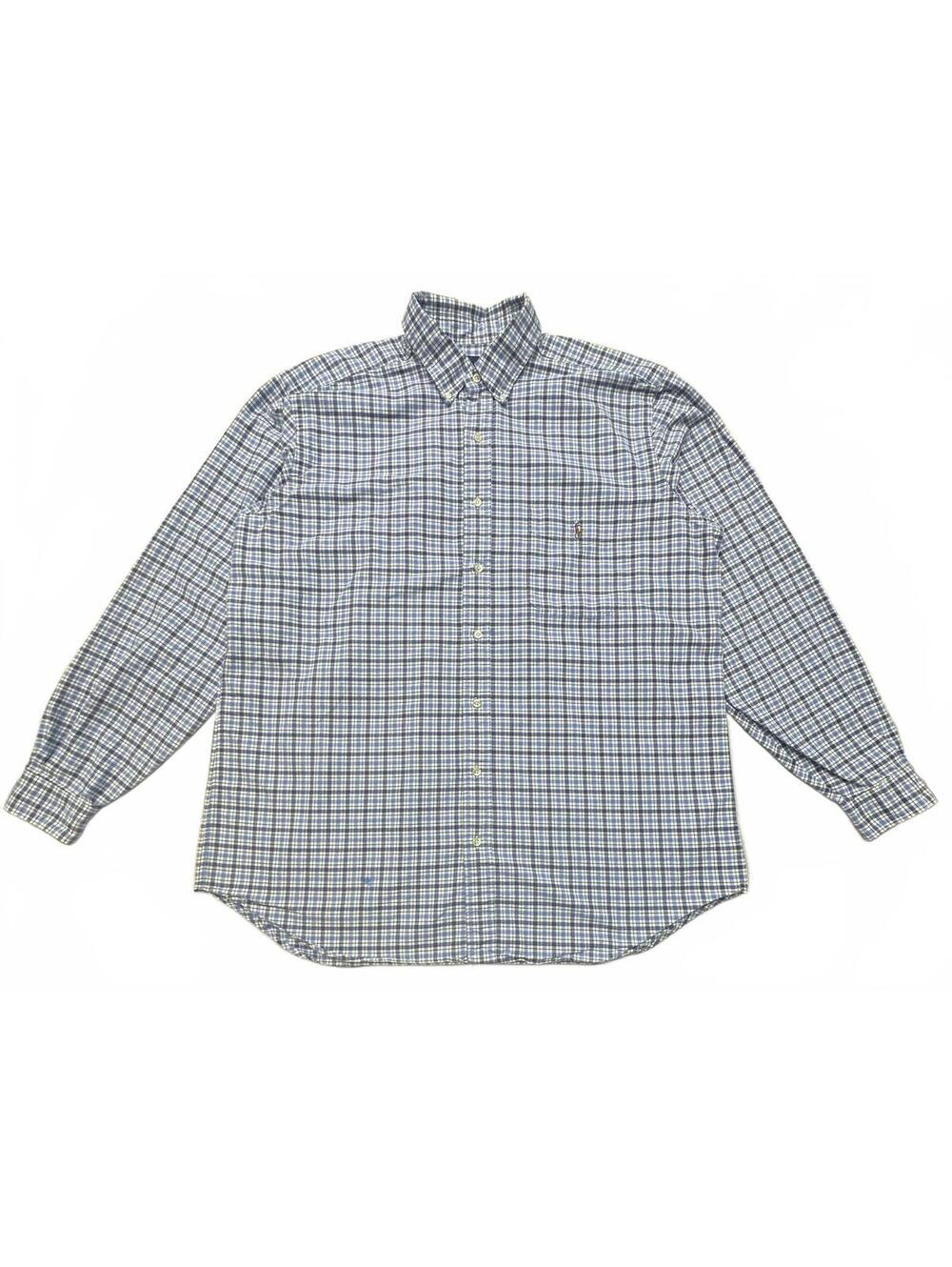 Polo Ralph Lauren Men’s XLT Blue White Plaid Button Down Long Sleeve Shirt